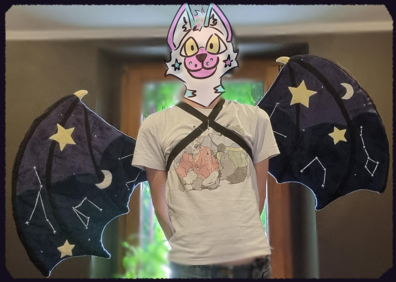 Those wings were the first wings I ever made and they're quite good looking . I just love how they glow in the dark , it really adds to the overall beautiful style of the wings.